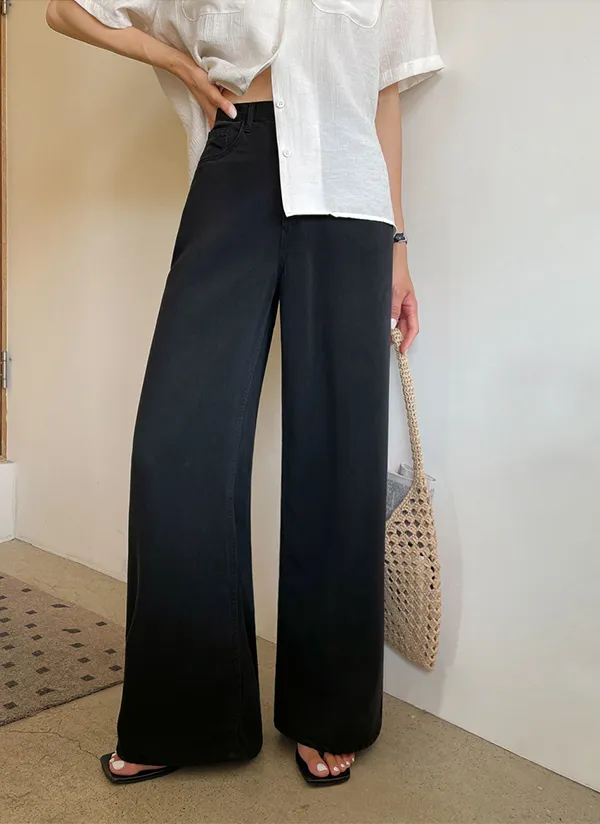 ワイドストレートベーシックライトブルーデニムパンツ | crushj | 詳細画像1