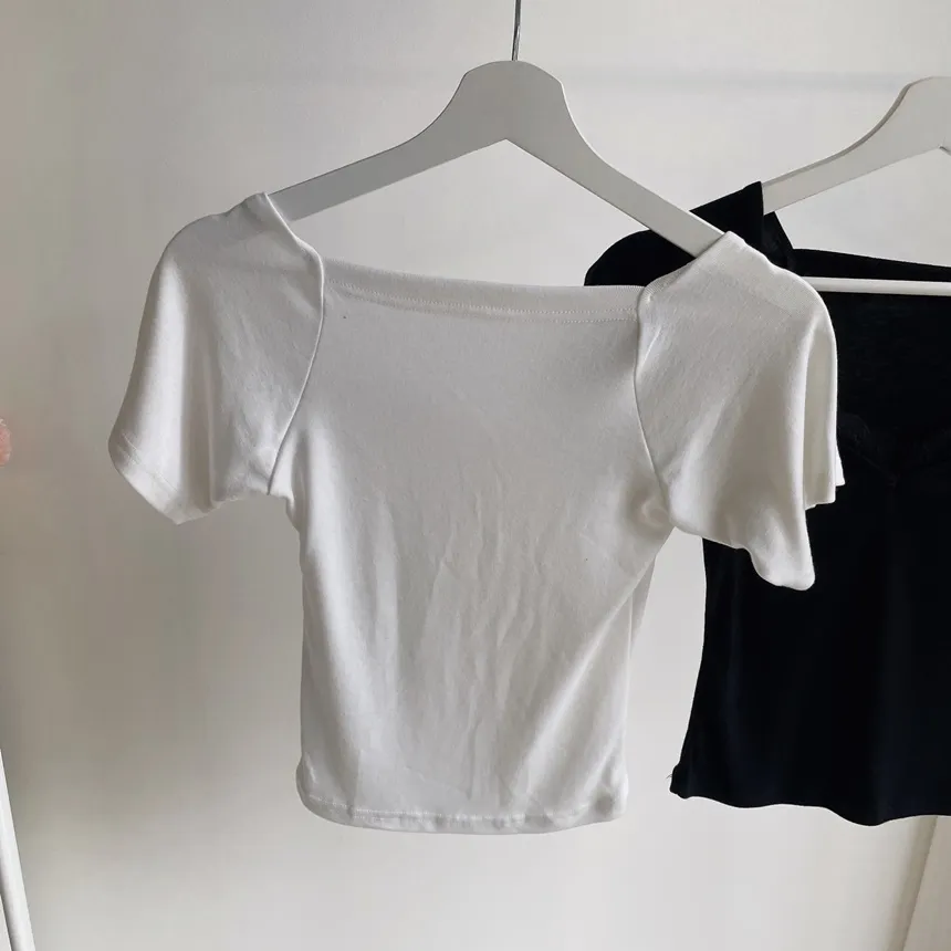 ストレッチ半袖スリムハートネックレースTシャツ | mirangmirang | 詳細画像46