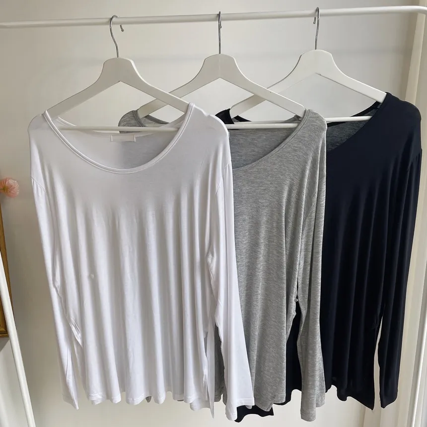 2WAYシースルーボタンドレープラウンドネックルーズ長袖Tシャツ | mirangmirang | 詳細画像25