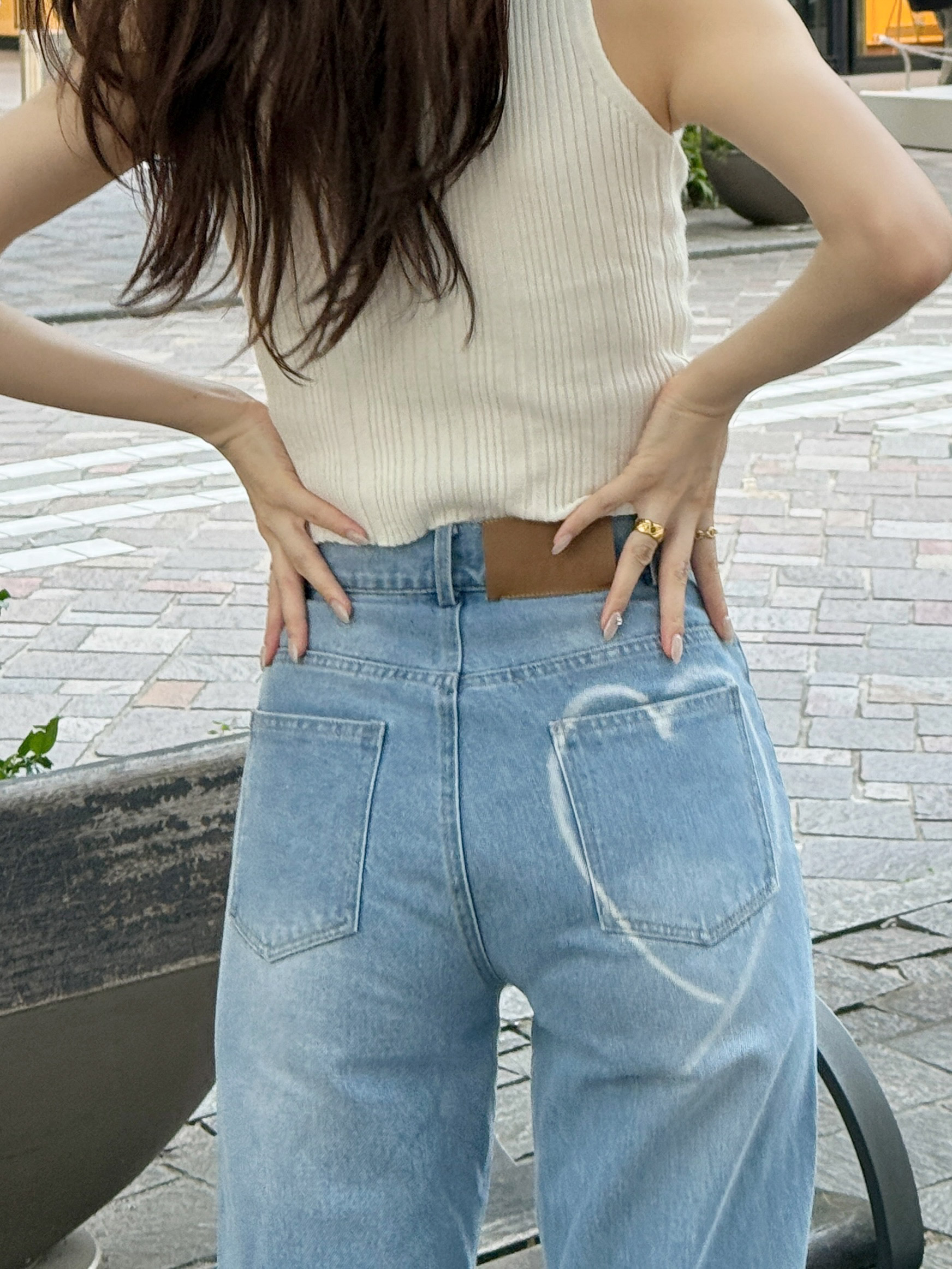 バックハートストレートデニム | レディースファッション通販 - DHOLIC