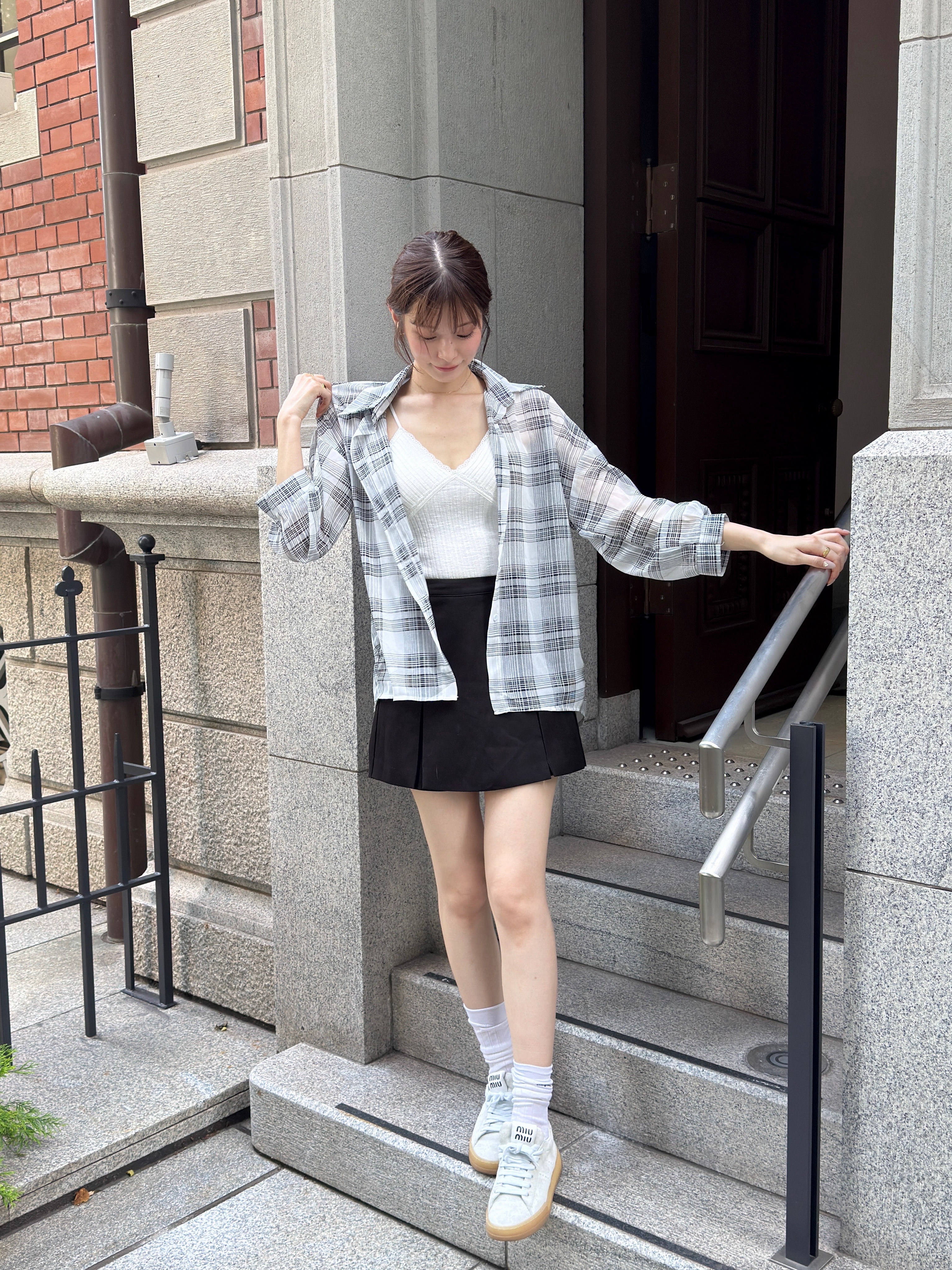 長袖シアーチェックシャツ | 詳細画像3