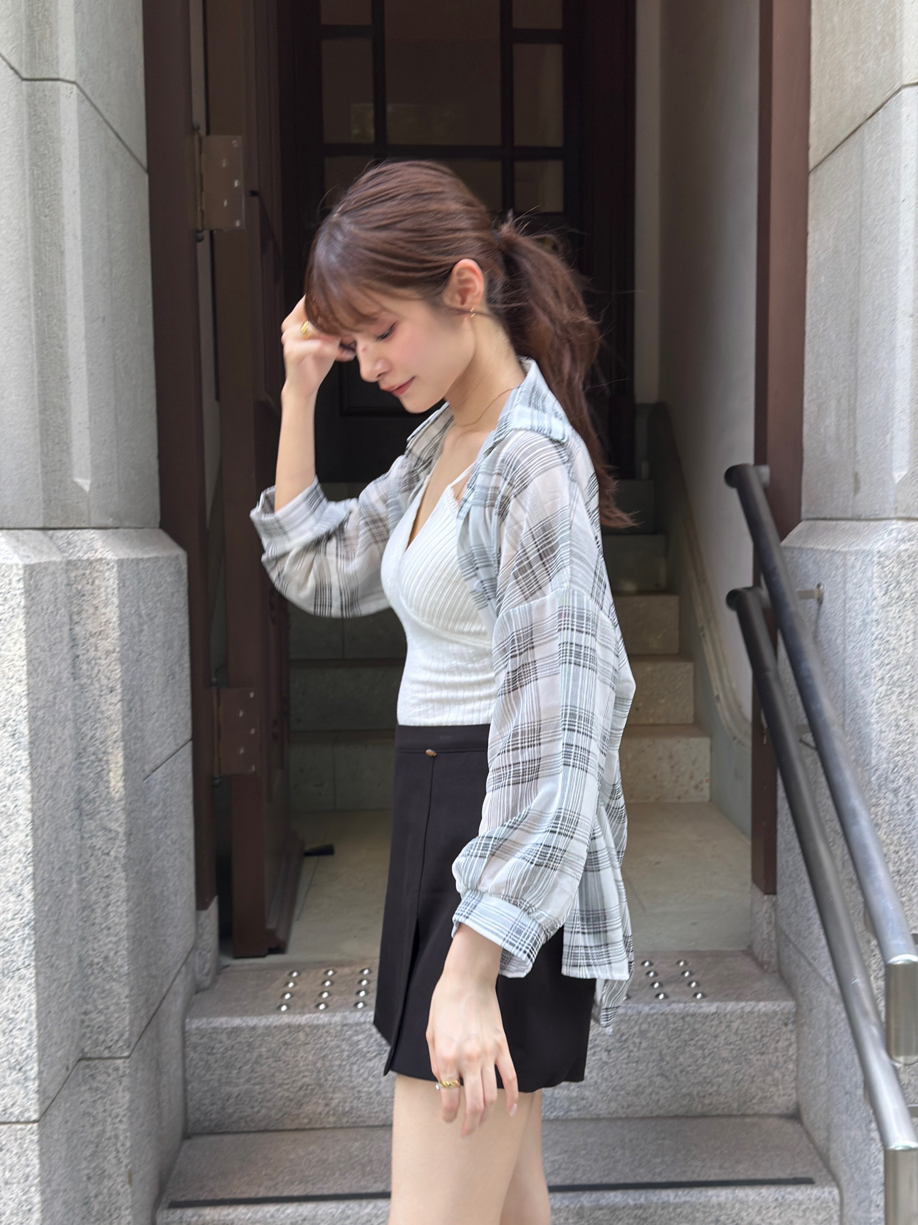 長袖シアーチェックシャツ | 詳細画像14