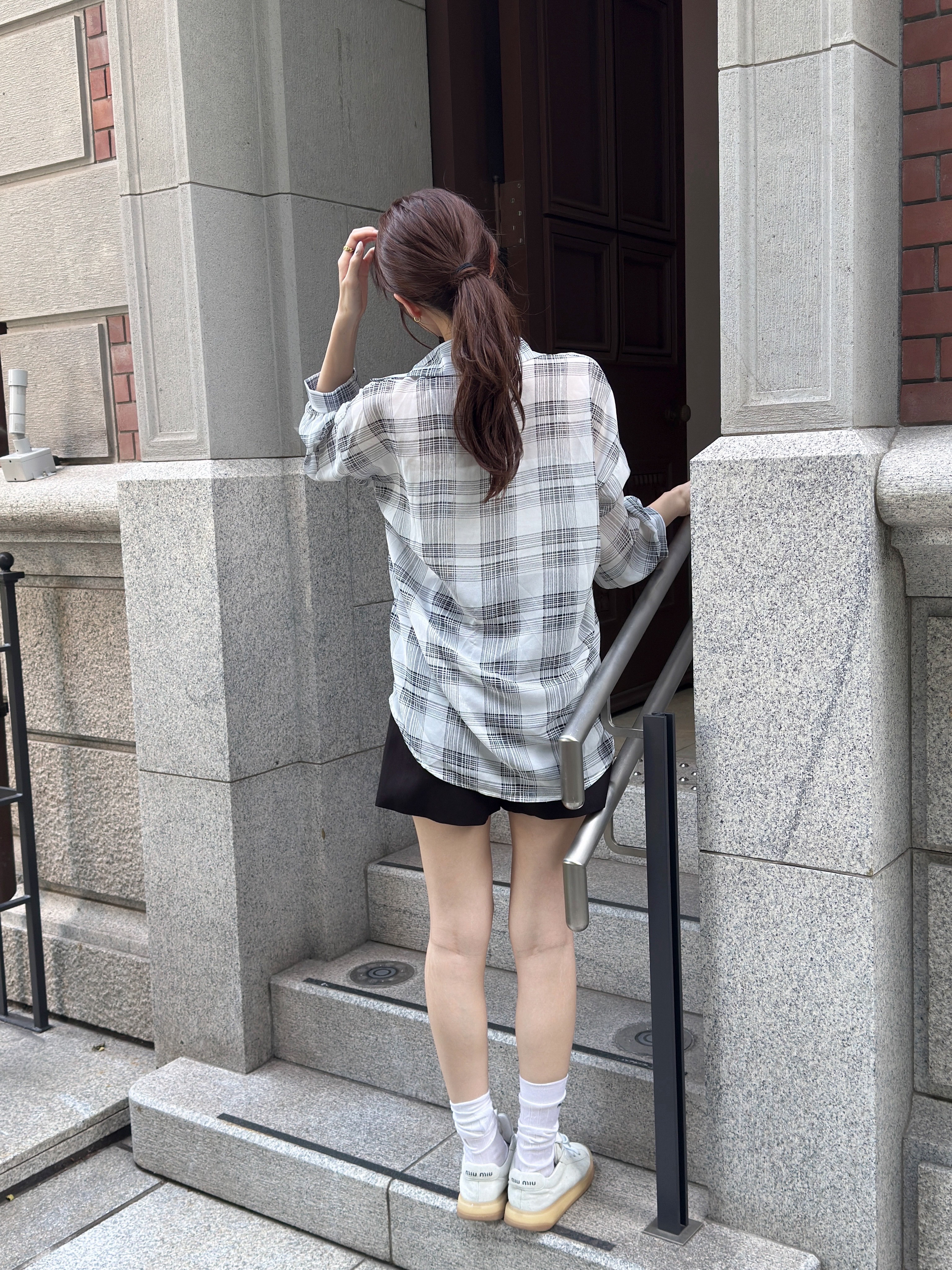 長袖シアーチェックシャツ | 詳細画像25