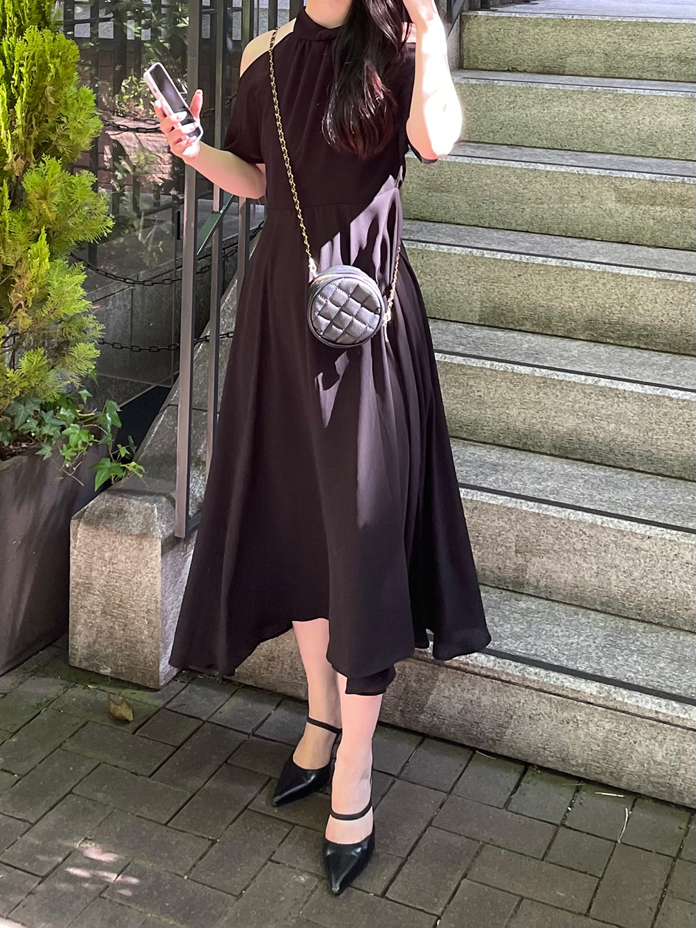 オープンショルダーシフォンワンピース | 詳細画像4