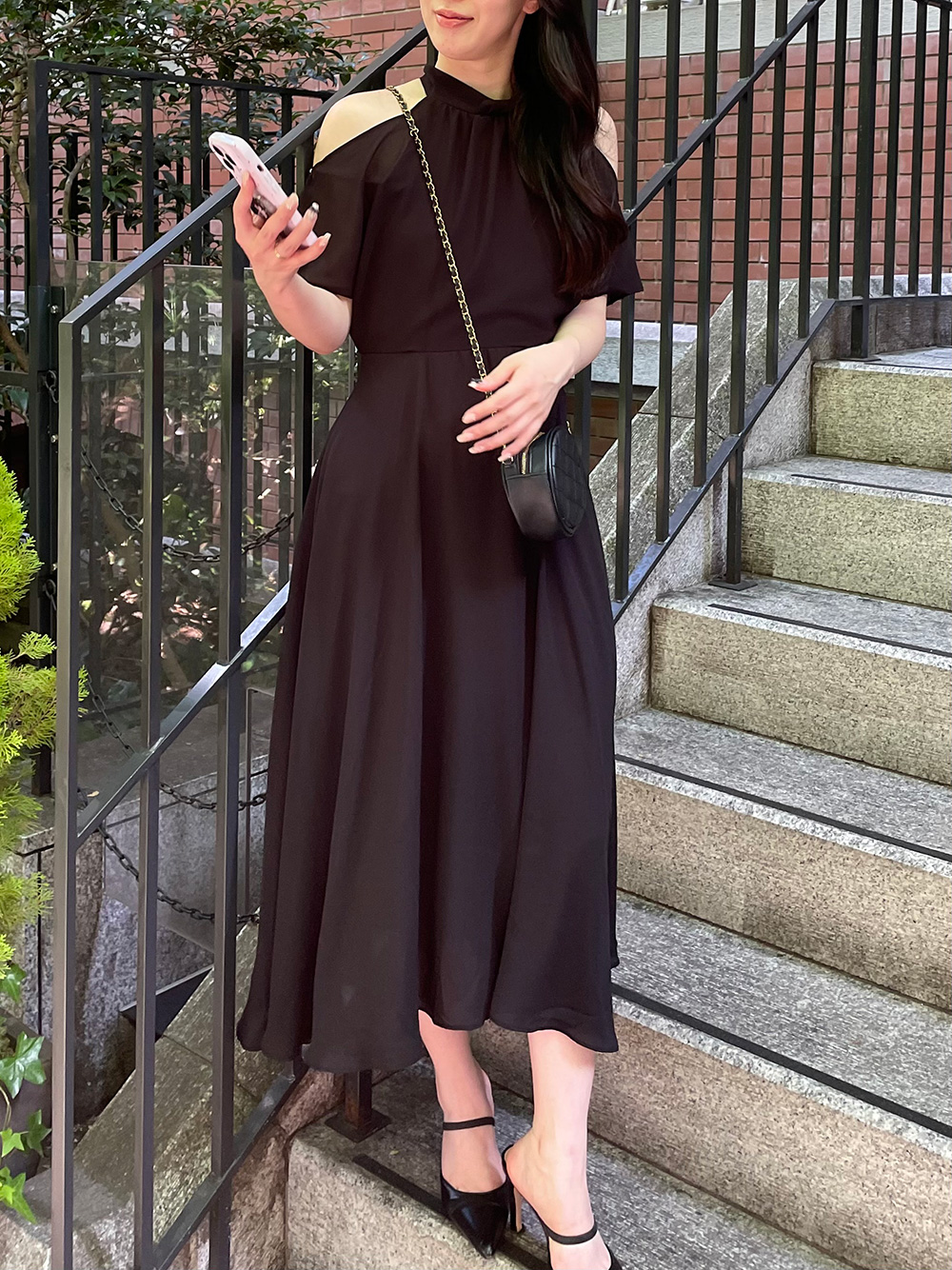 オープンショルダーシフォンワンピース | 詳細画像7