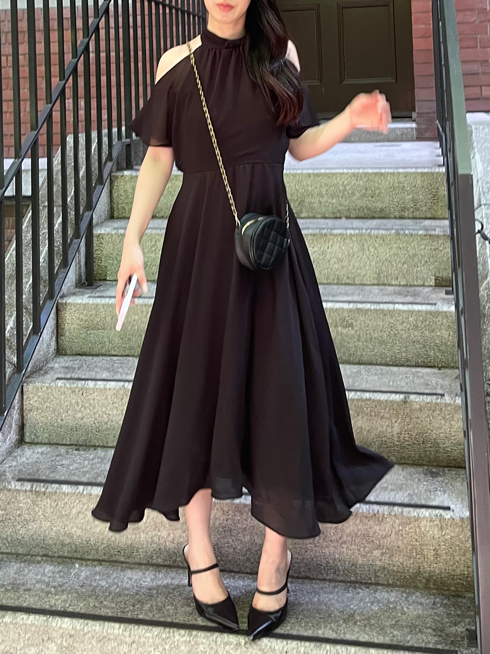 オープンショルダーシフォンワンピース | 詳細画像2