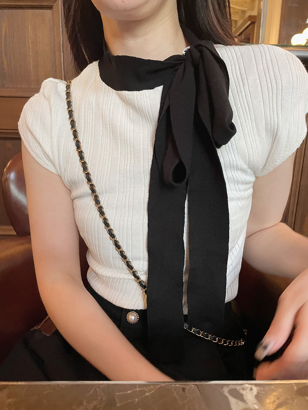 ボウタイリボン半袖ニット | 詳細画像3