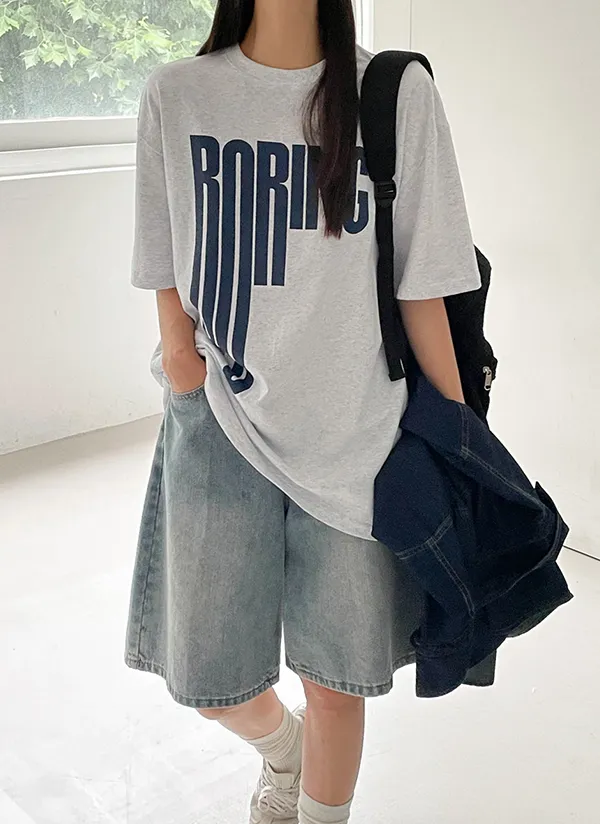 コットンルーズオーバーサイズラウンドネックプリントTシャツ | crushj | 詳細画像1