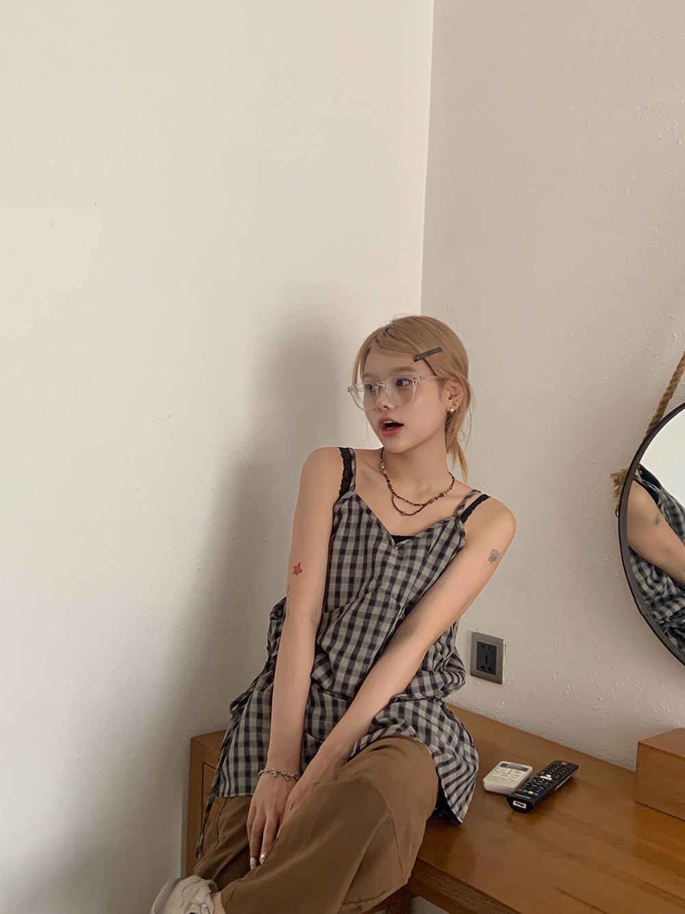 ドローストリングチェックワンピース | 詳細画像3