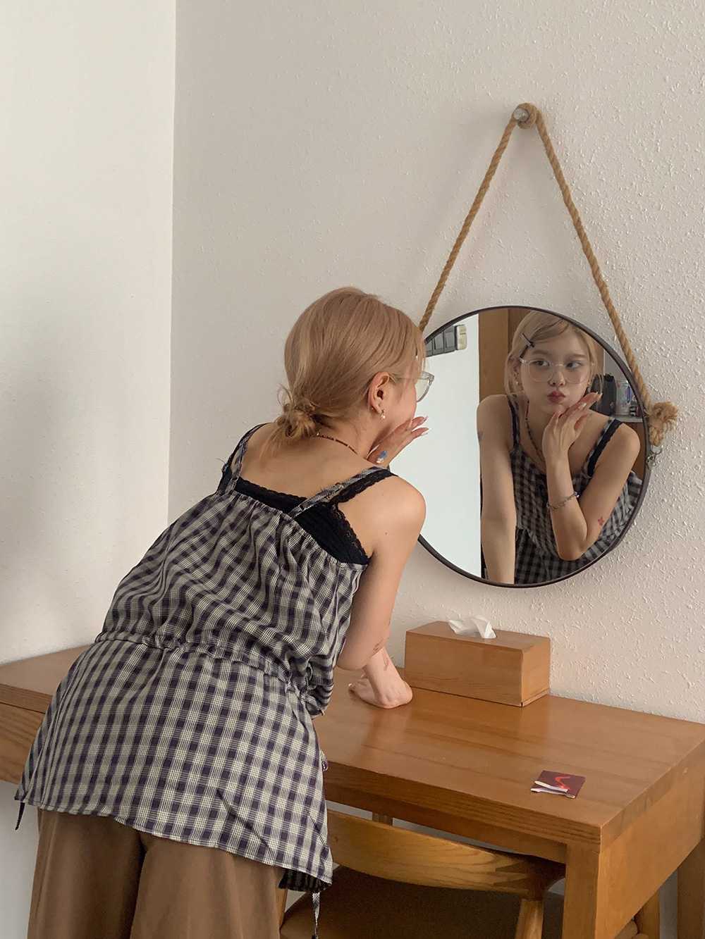 ドローストリングチェックワンピース | 詳細画像4