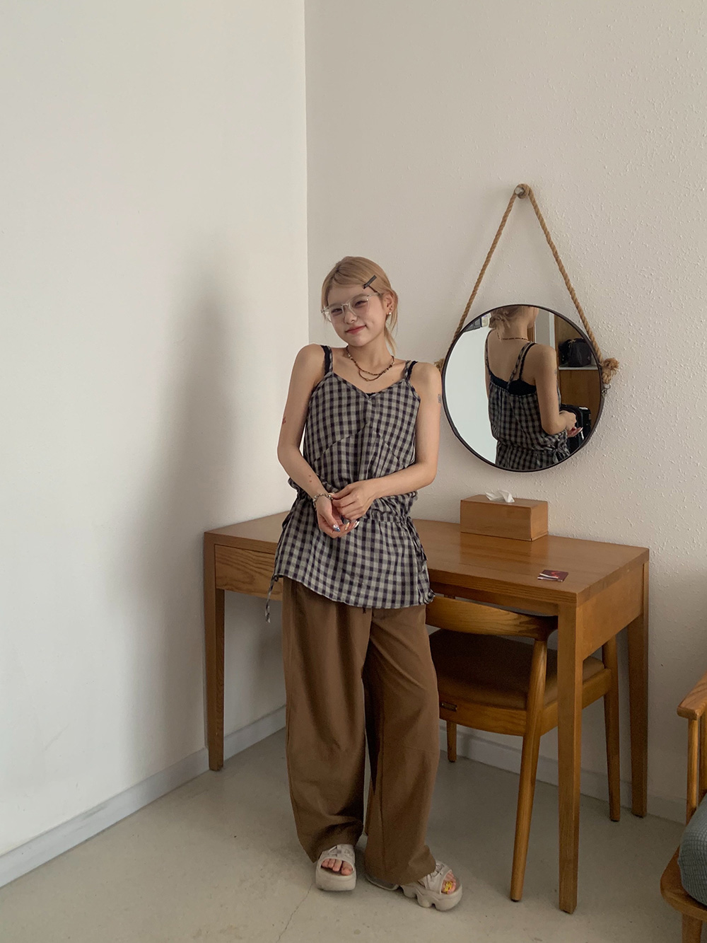 ドローストリングチェックワンピース | 詳細画像7