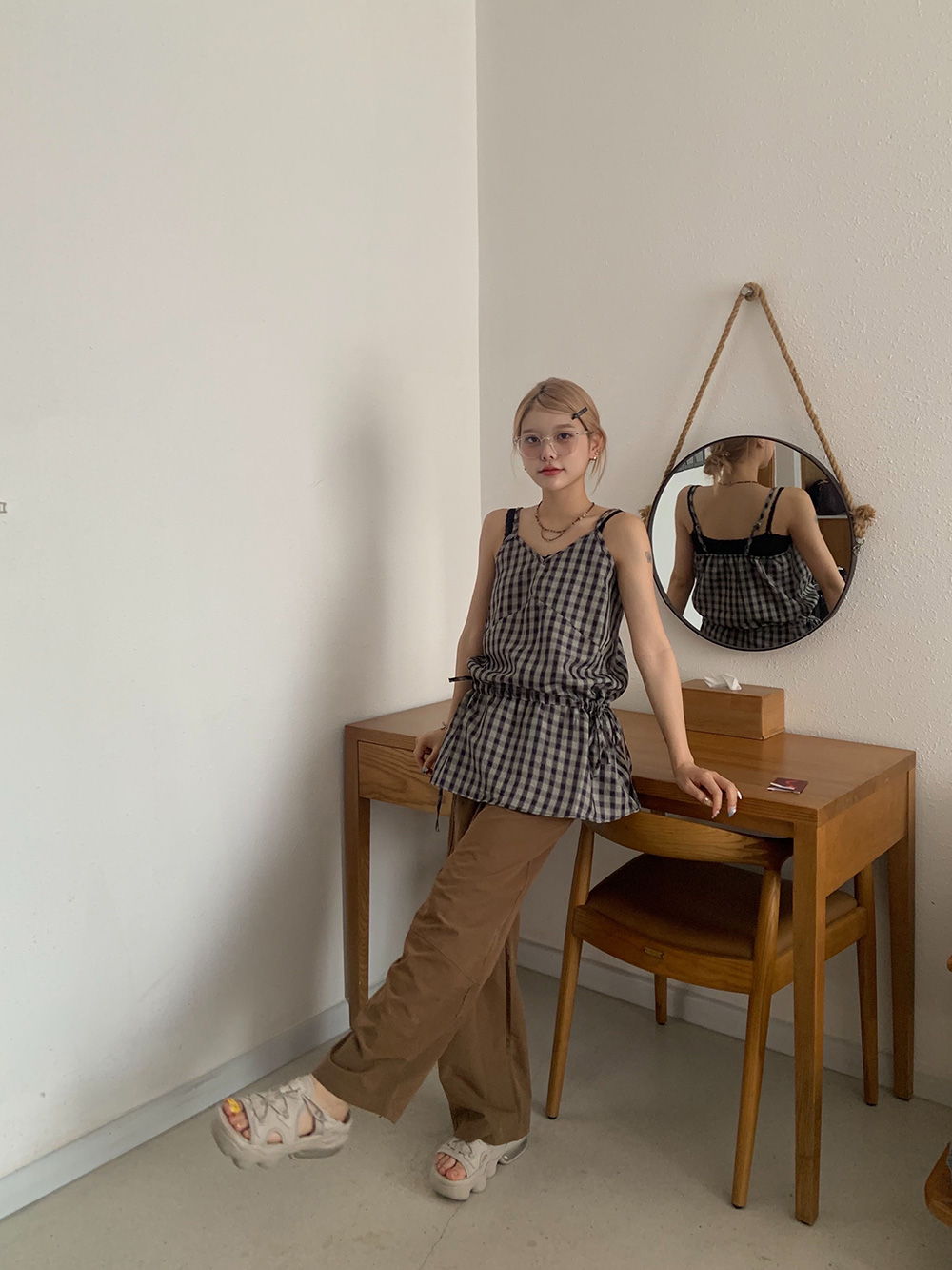 ドローストリングチェックワンピース | 詳細画像8