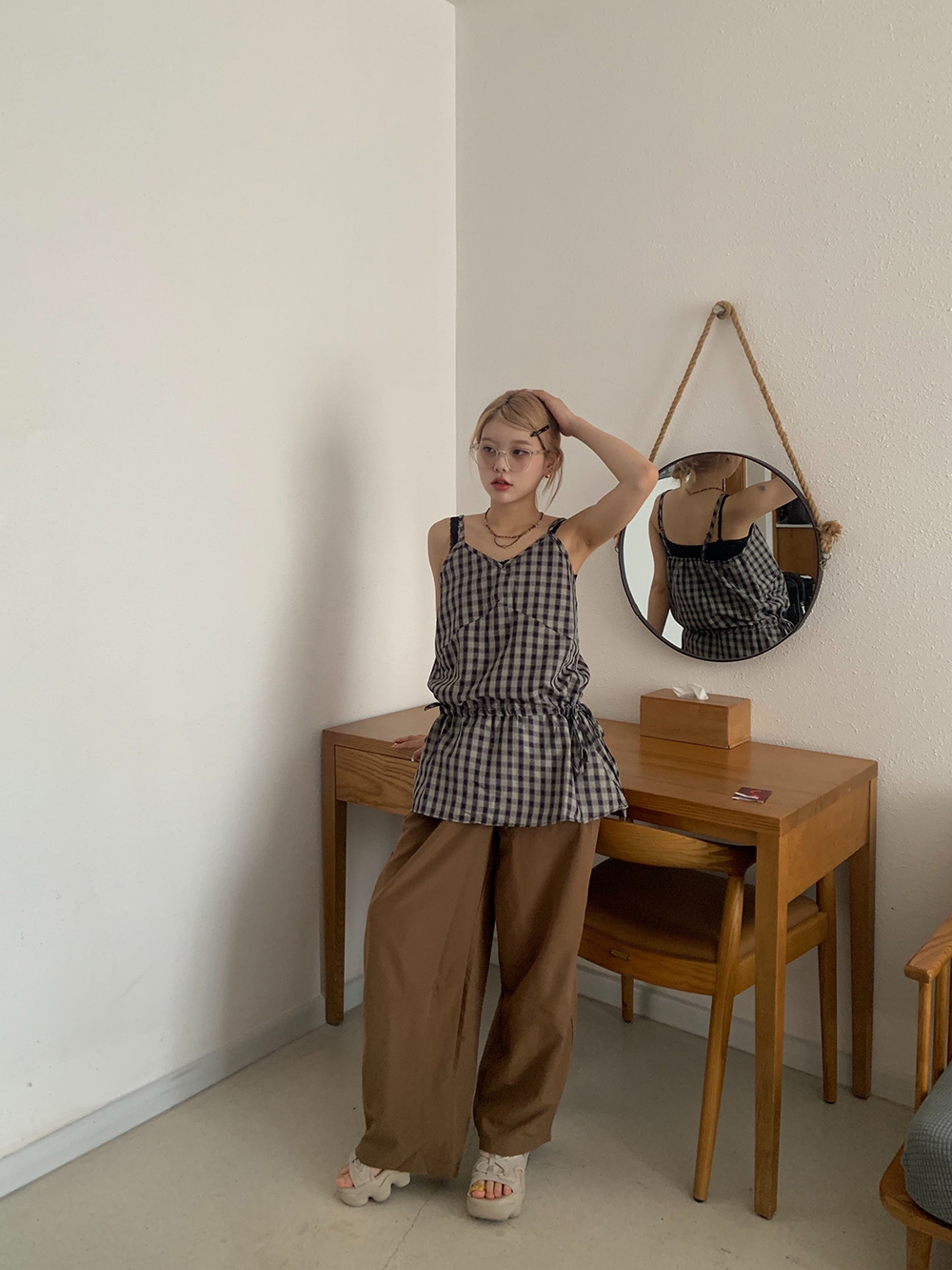 ドローストリングチェックワンピース | 詳細画像9