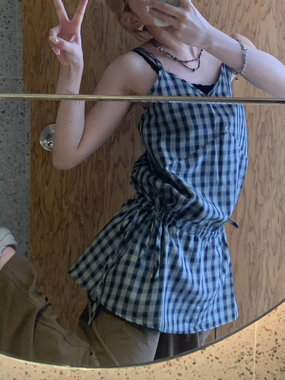 ドローストリングチェックワンピース | 詳細画像10