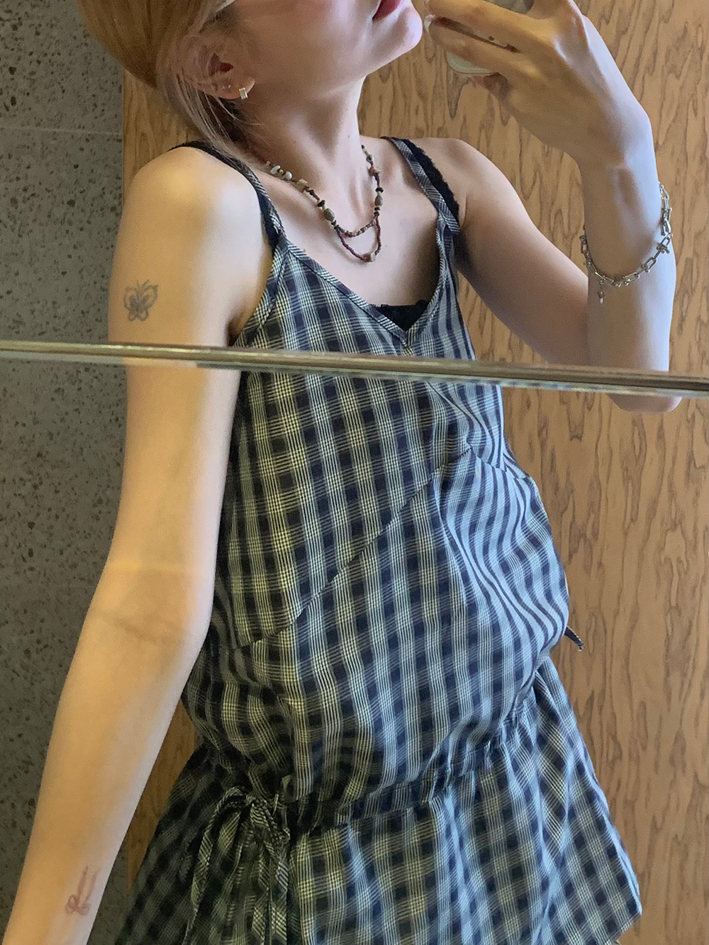 ドローストリングチェックワンピース | 詳細画像12