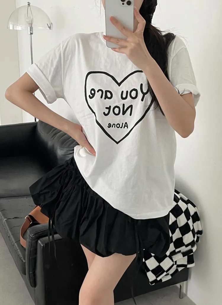 ラウンドネックベーシックボクシールーズ半袖プリントTシャツ | yefit | 詳細画像1