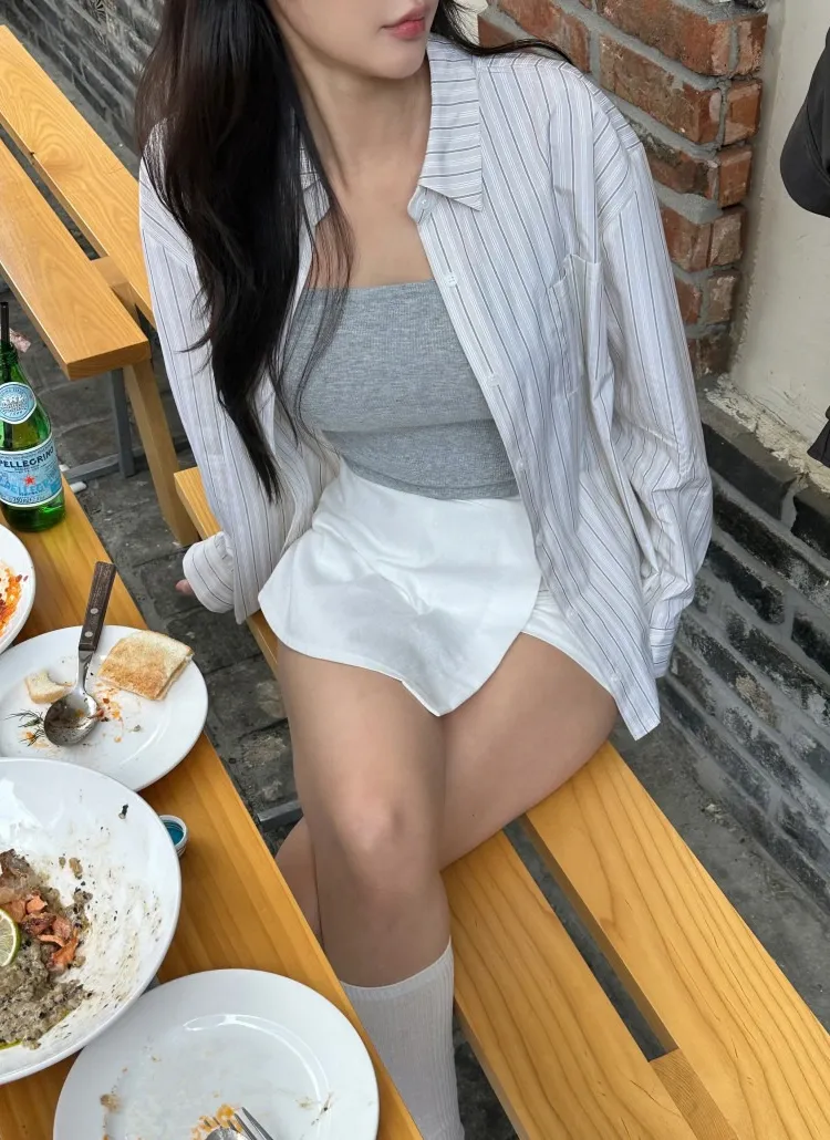 ボタンカラールーズストライプシャツ | yefit | 詳細画像1