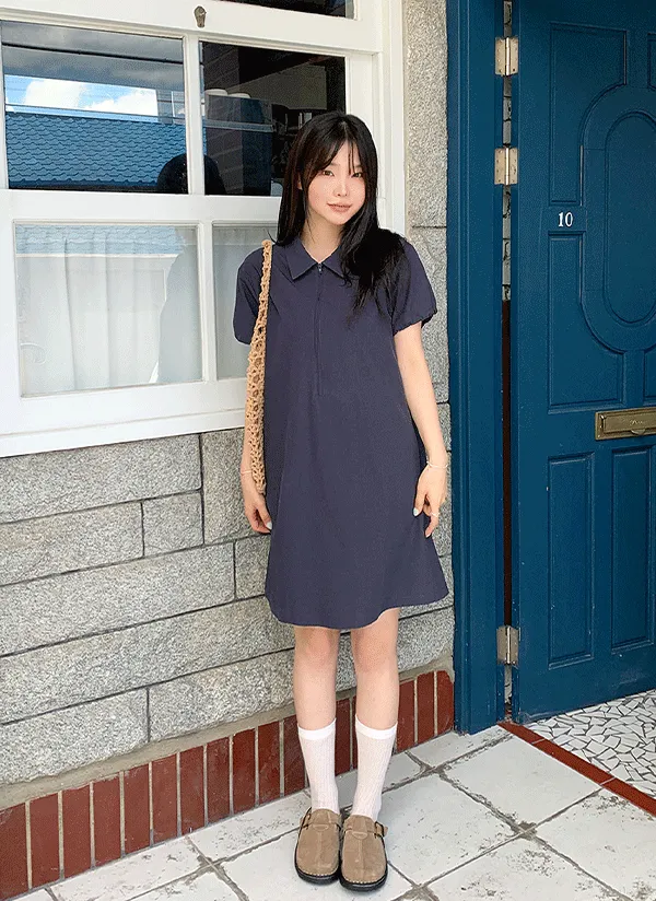 ハーフジップカラーポケットラインワンピース | 66girls | 詳細画像1