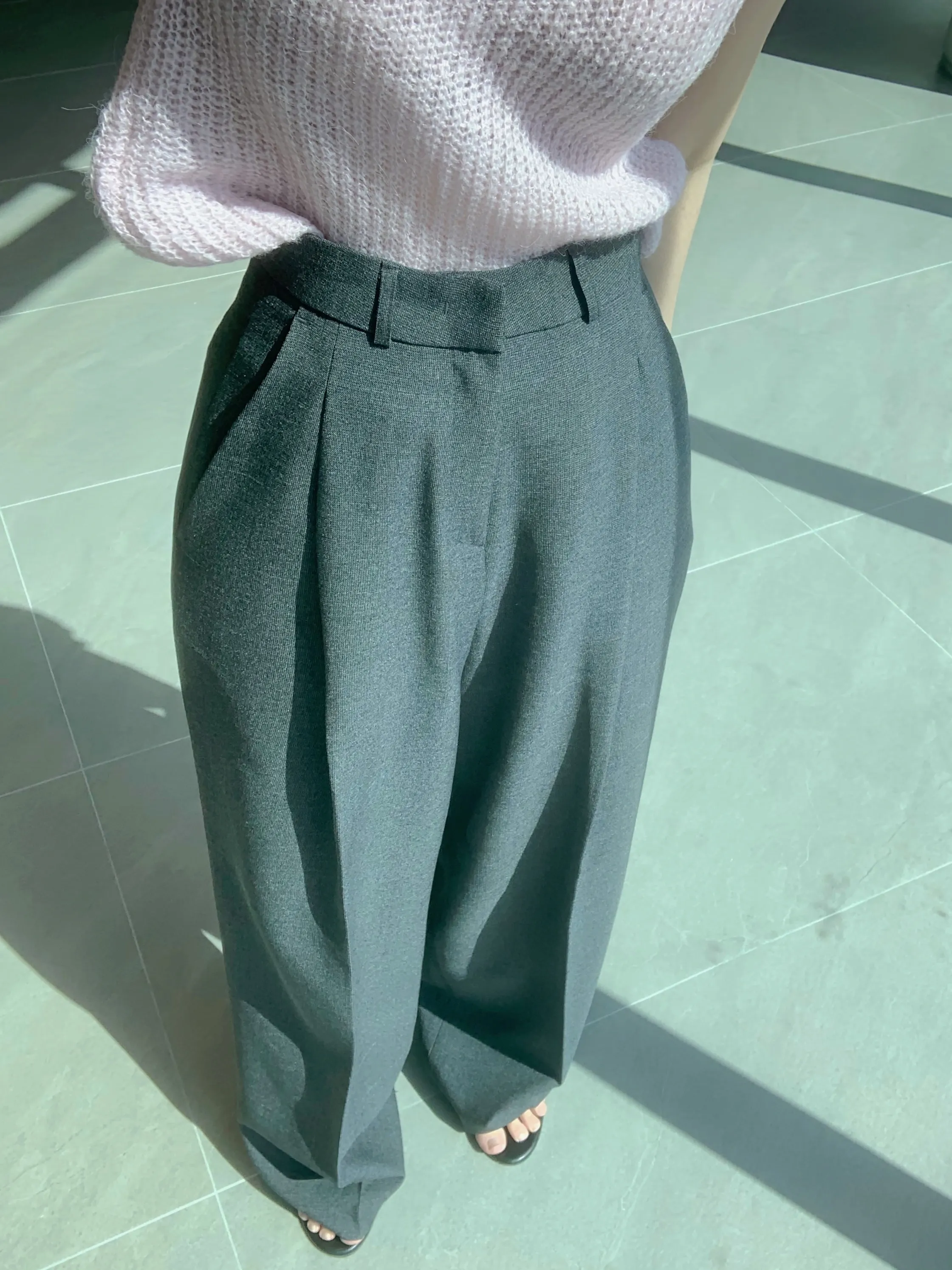 フリルハイウエストワンタックワイドスラックス | mingbelle | 詳細画像1