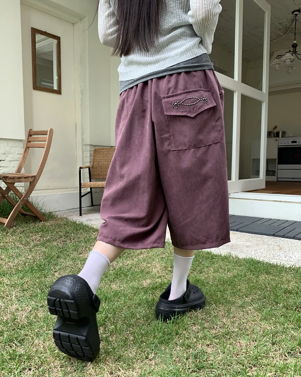ビーズピンタックバミューダカラーパンツ | WONDERWONDER | 詳細画像1