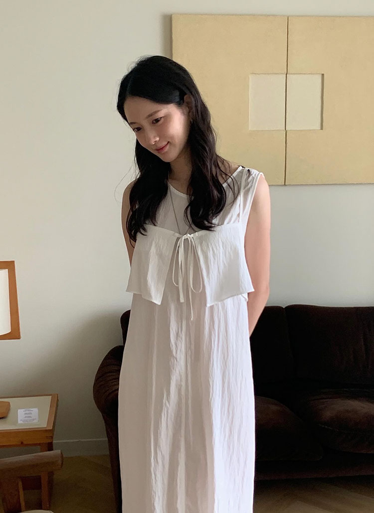 【新品】bul bul バルバル タック リボン ロング ワンピース ナチュラン 新品】bul bul バルバル タック リボン ロング ワンピース