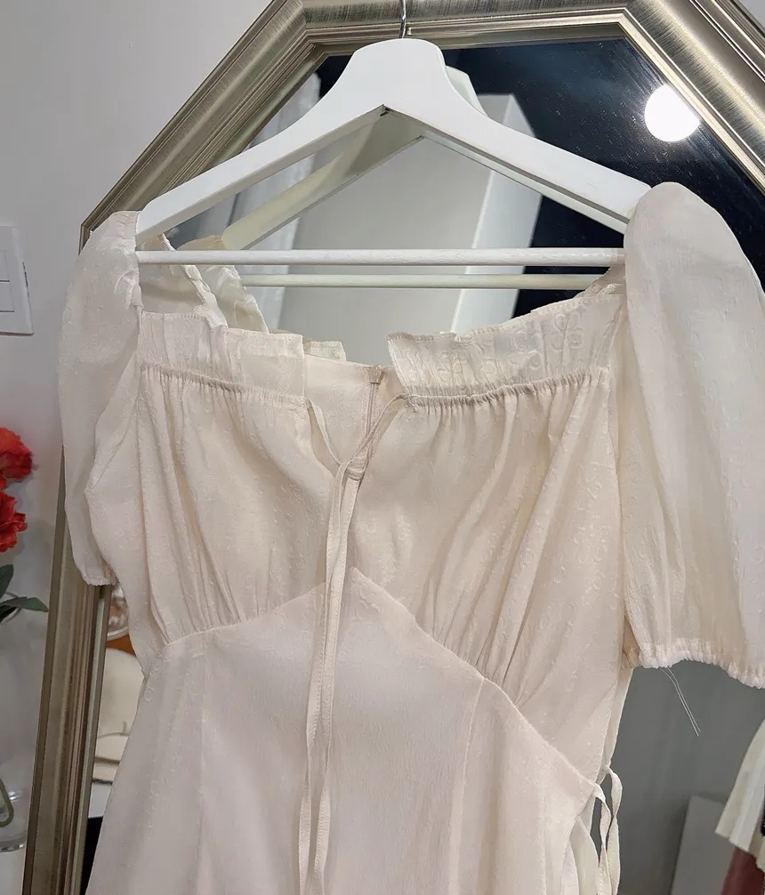 シフォンジップアップドローストリングフリル半袖フレアミニワンピース | mirangmirang | 詳細画像30