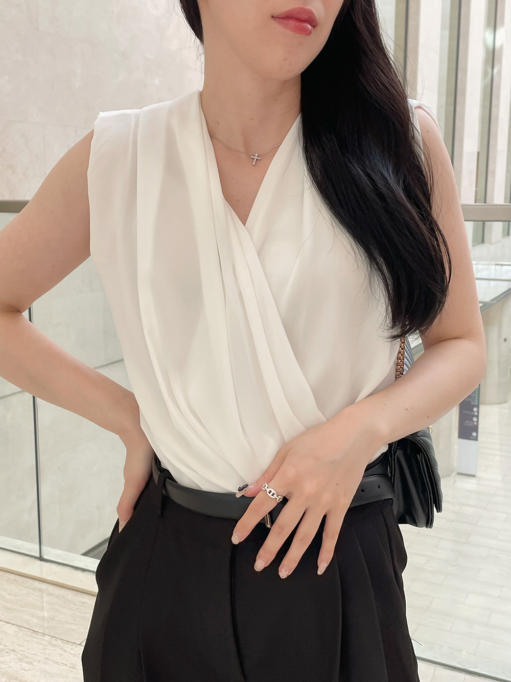 カシュクールノースリーブブラウス | レディースファッション