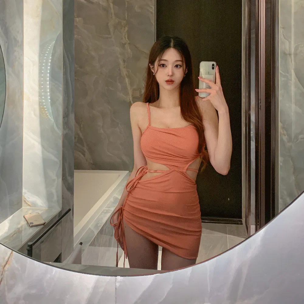 リボンスクエアネックシャーリングカラーワンピース水着 | wannabemuse | 詳細画像1
