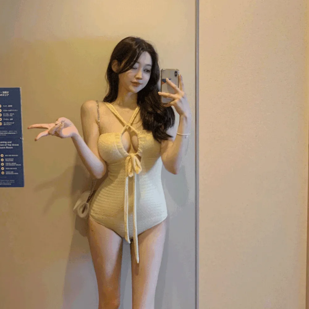 リボンホルターネックツイストパステルワンピース水着 | wannabemuse | 詳細画像1