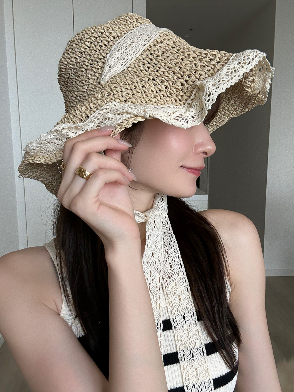 レースリボンストローハット | 詳細画像6