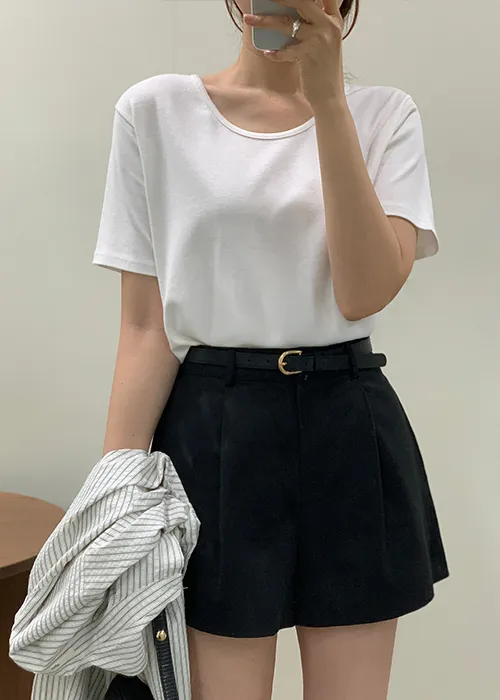 2TYPEラウンドネックUネックベーシック半袖無地Tシャツ | 10gtt | 詳細画像1