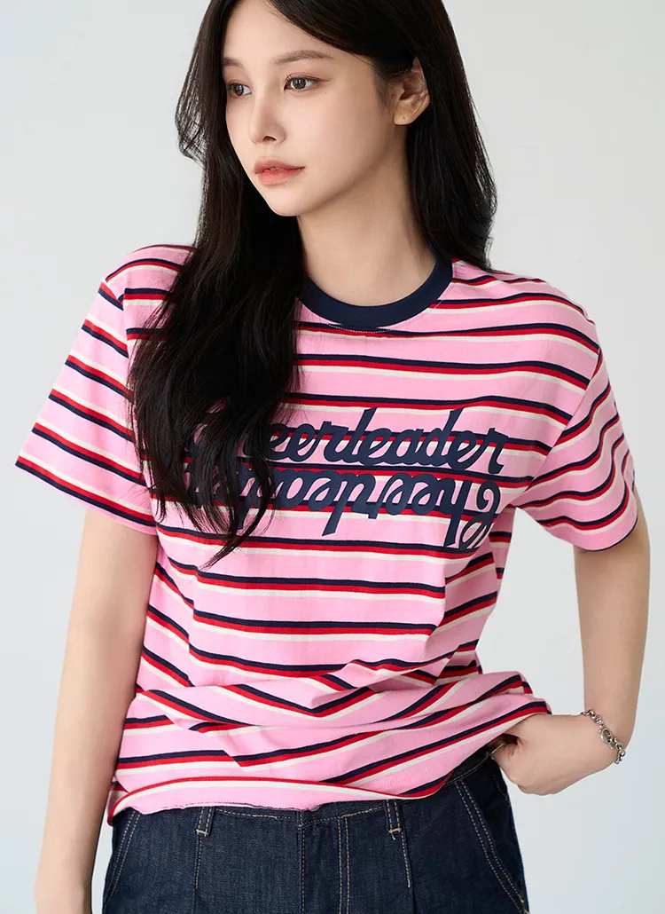 コットンラウンドネックボーダーTシャツ | pippin | 詳細画像1