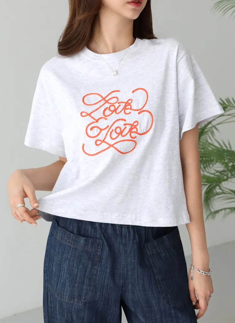 刺繍ラウンドネックミニTシャツ | pippin | 詳細画像1