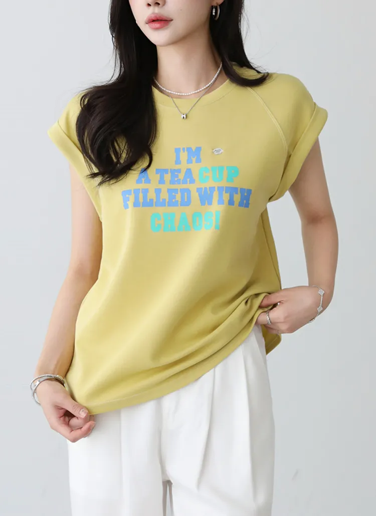 ラウンドネックペンダントラグランレタリングTシャツ | pippin | 詳細画像1