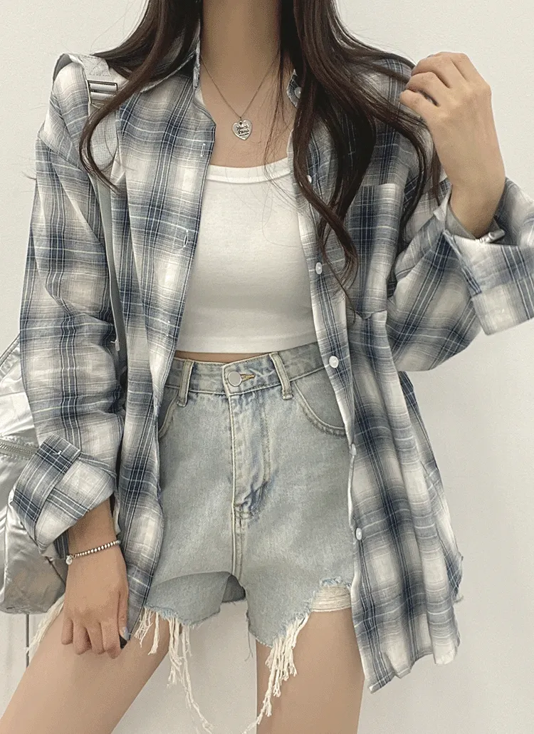 カラーボタンチェックシャツ | withhuilin | 詳細画像1
