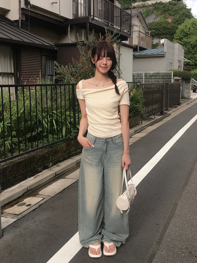 デニムウォッシングワイドライトブルーデニムパンツ | anyonemore | 詳細画像1