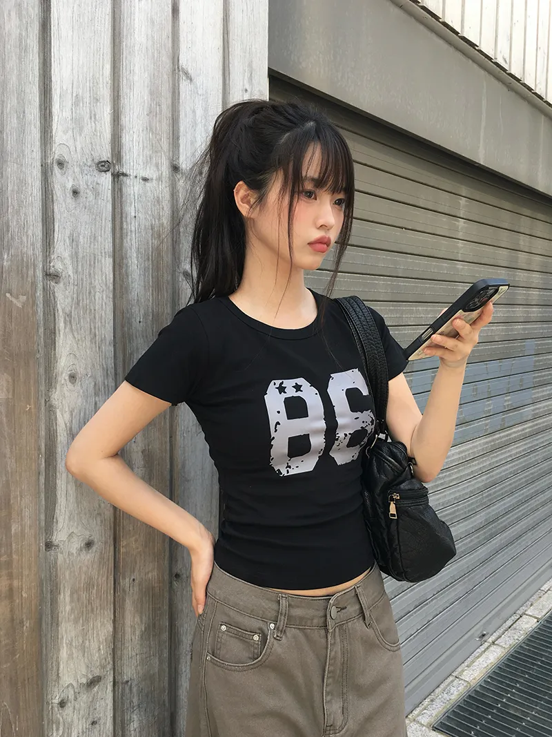 ラウンドネックスリムプリントTシャツ | anyonemore | 詳細画像1