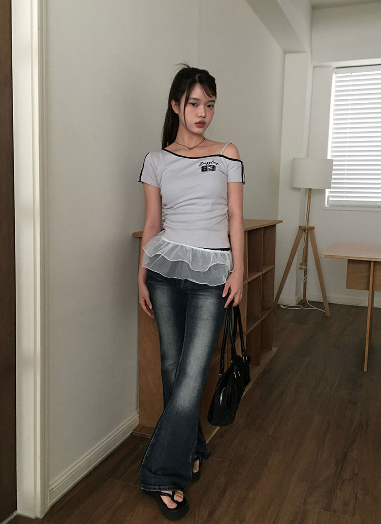 選べる丈]ウォッシング骨盤パッドブーツカットデニムパンツ