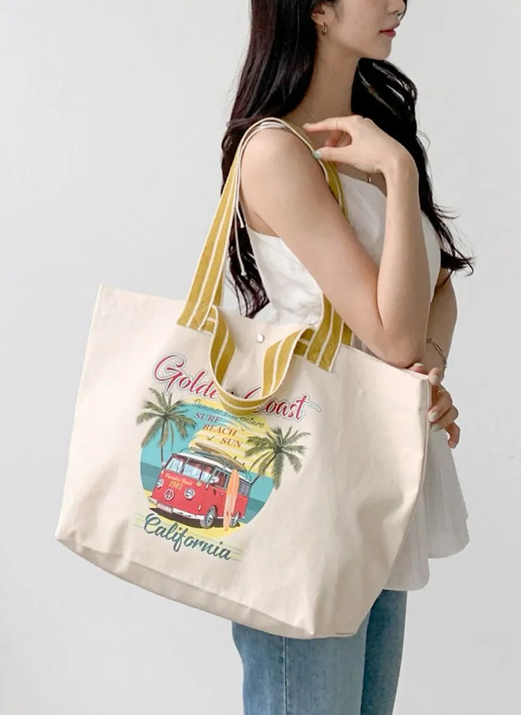 ビッグカラープリントストライプエコバッグ | whosbag | 詳細画像1