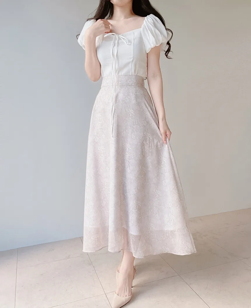 シフォンソフトジップアップバックゴムロングフレアプリントスカート | mirangmirang | 詳細画像36