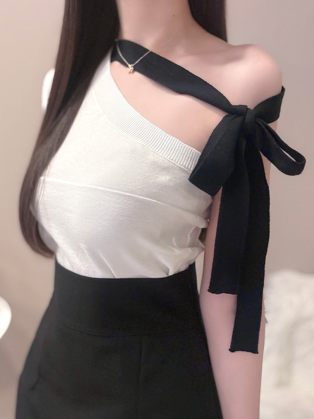リボンアンバランス半袖ニット | 詳細画像5