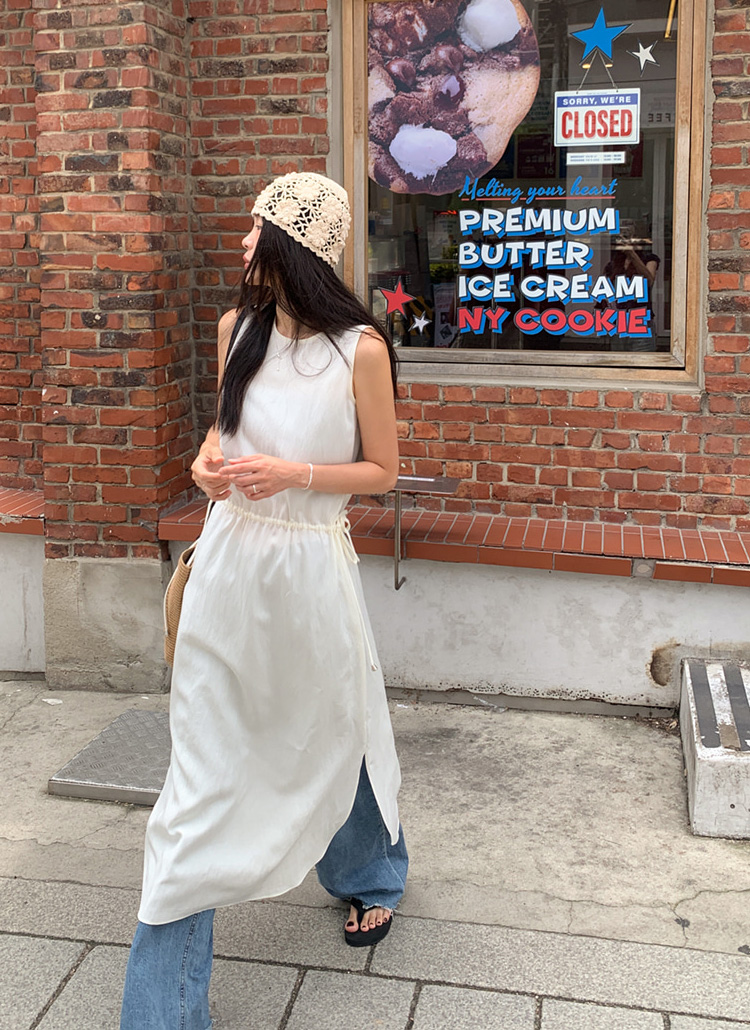 CLAUDIE PIERLOT コットン100％ ミディ丈スリットワンピース くらすこと｜カディコットン スリットワンピース - くらすこと