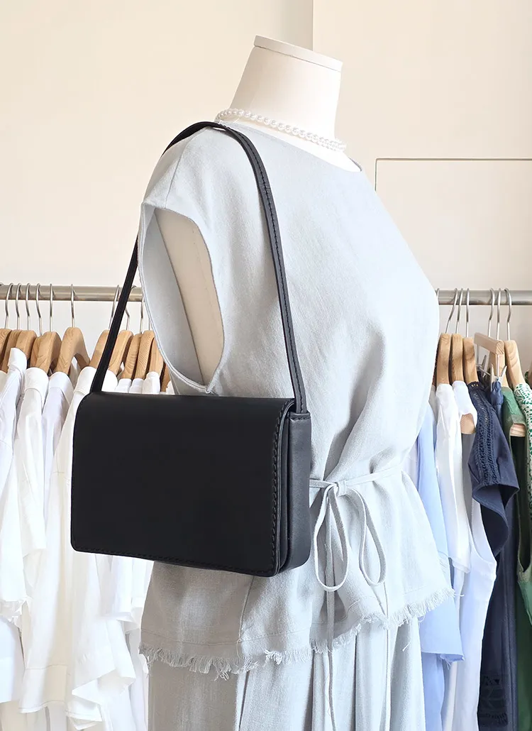 カウレザーステッチベーシックハンドバッグ | whosbag | 詳細画像1