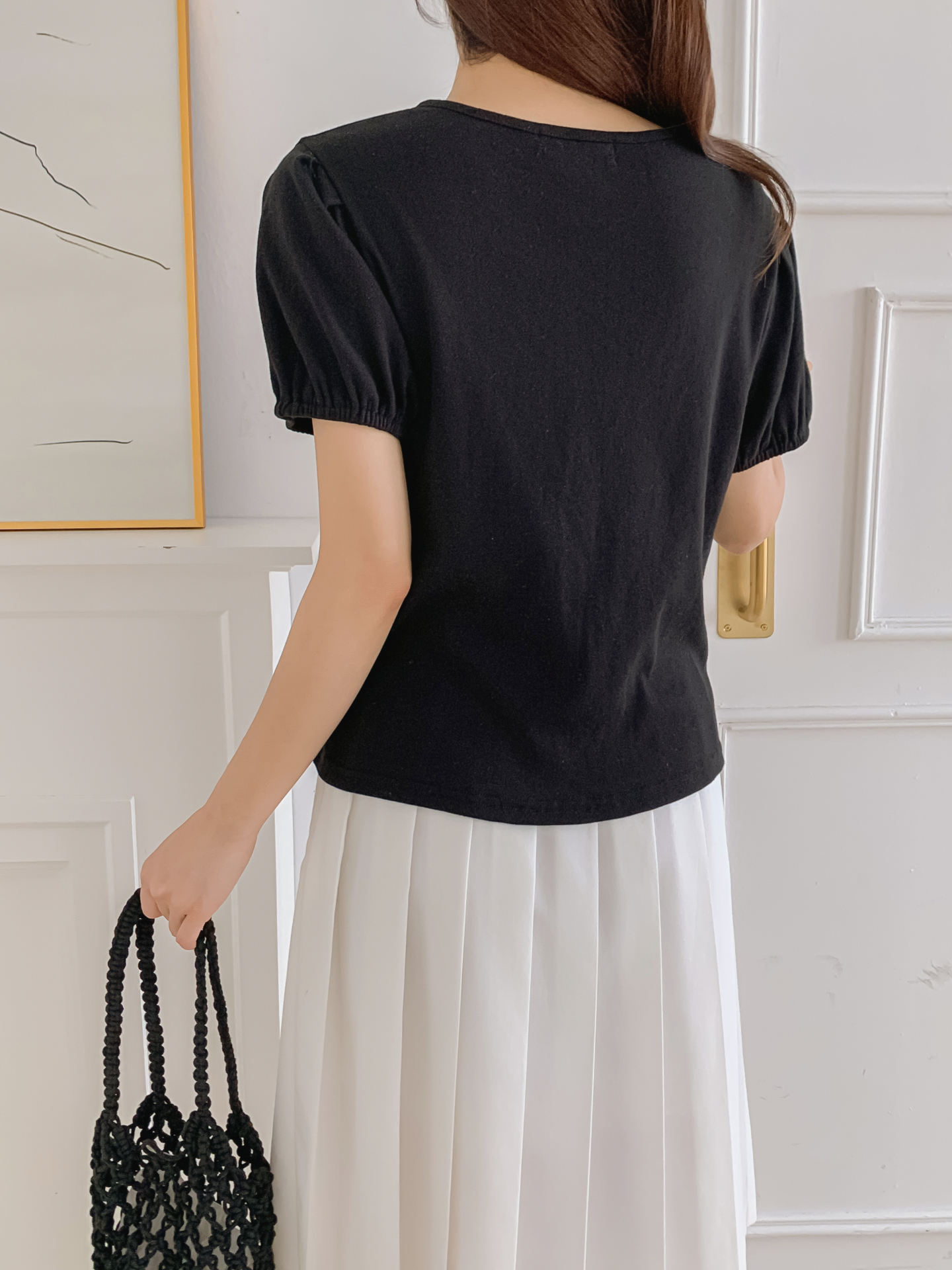 ソフトラウンドネックゴムパンチングスリム半袖Tシャツ | 詳細画像20