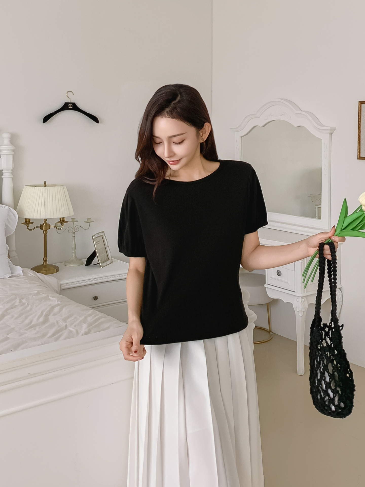 ソフトラウンドネックゴムパンチングスリム半袖Tシャツ | 詳細画像22