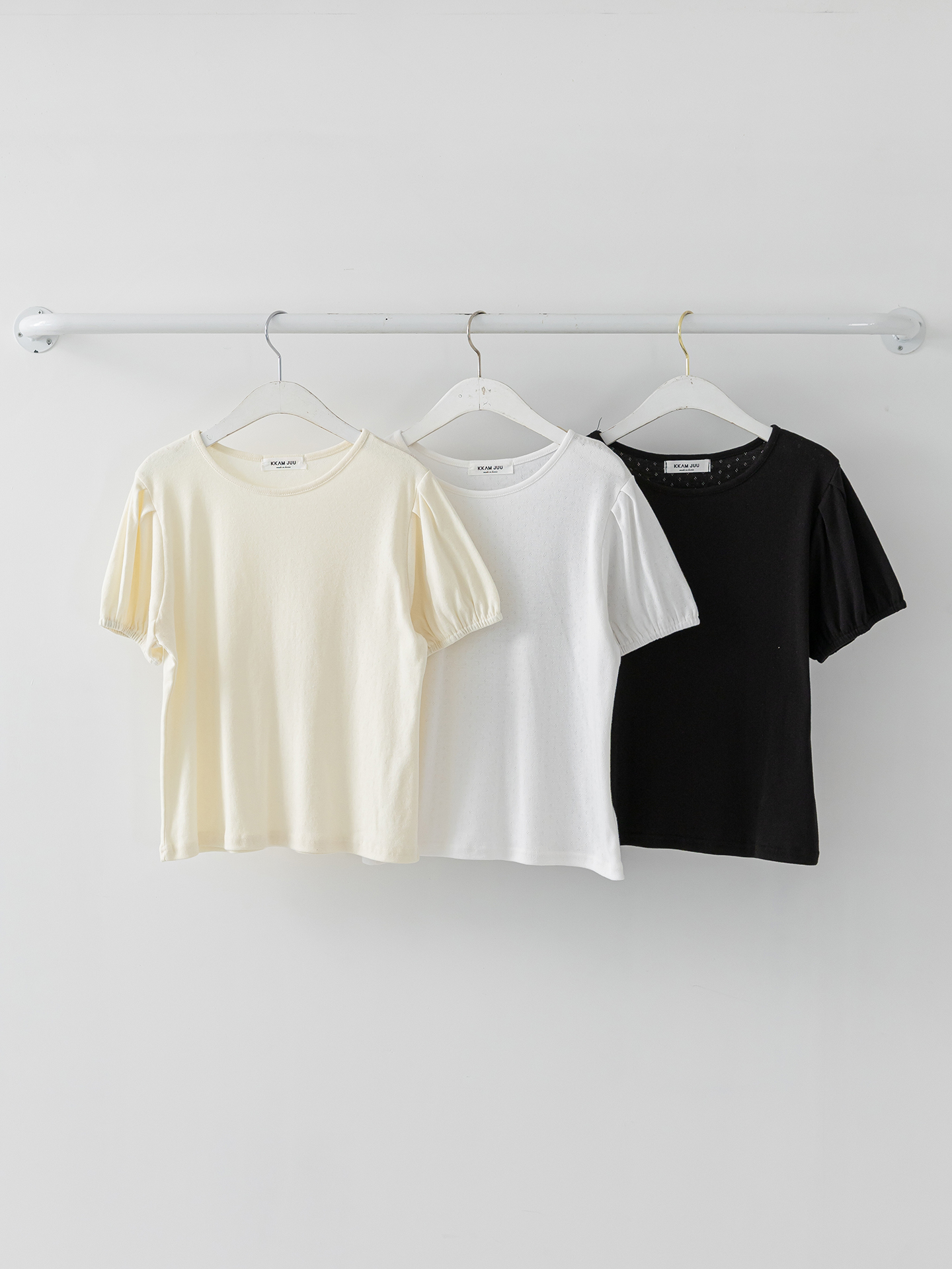 ソフトラウンドネックゴムパンチングスリム半袖Tシャツ | 詳細画像34