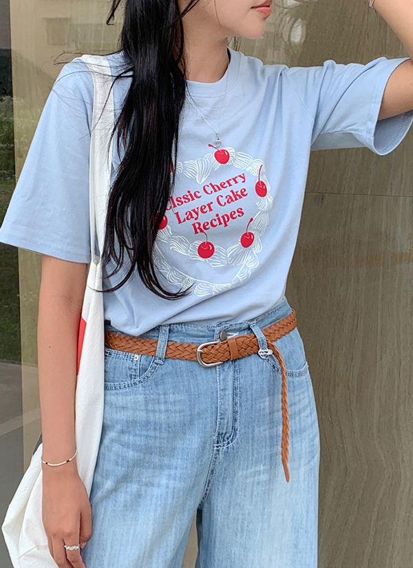 コットンラウンドネックプリントTシャツ | レディースファッション通販