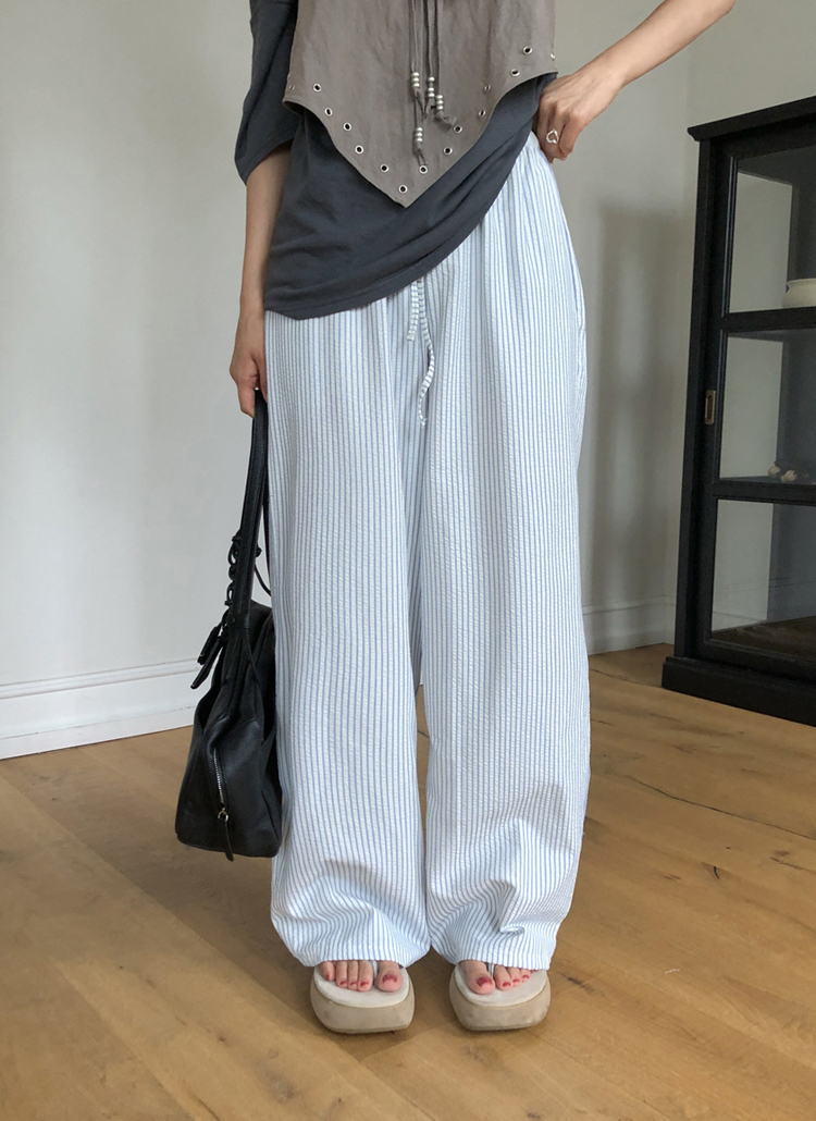 ワイドゴムストライプパンツ | レディースファッション通販 - DHOLIC
