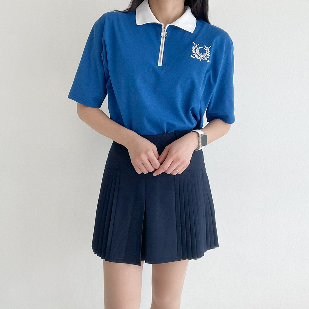 カラーハーフジップロゴ配色Tシャツ | レディースファッション通販