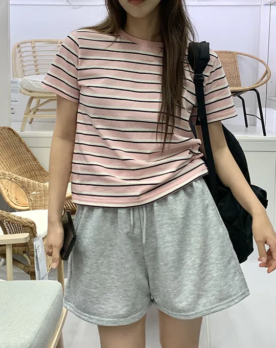 コットンラウンドネックボーダーTシャツ | twobing | 詳細画像3